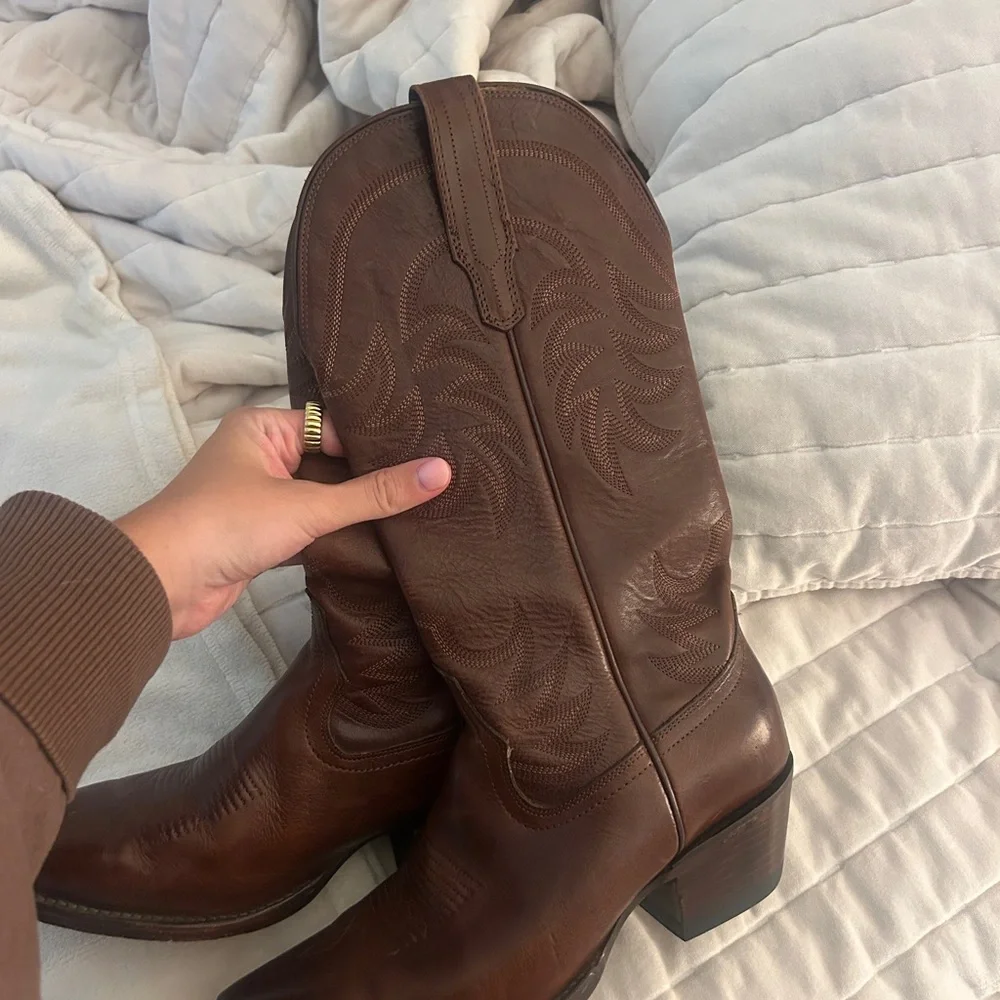 Tecovas Brown Heeled Boots Western Style - Picture 6 of 9